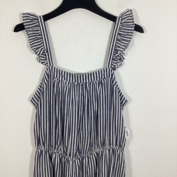 Old Navy Blue Stripe Smocked Maxi Dress Sleeveless Ruffle Strap Large NWT Beach - Picture 8 of 9